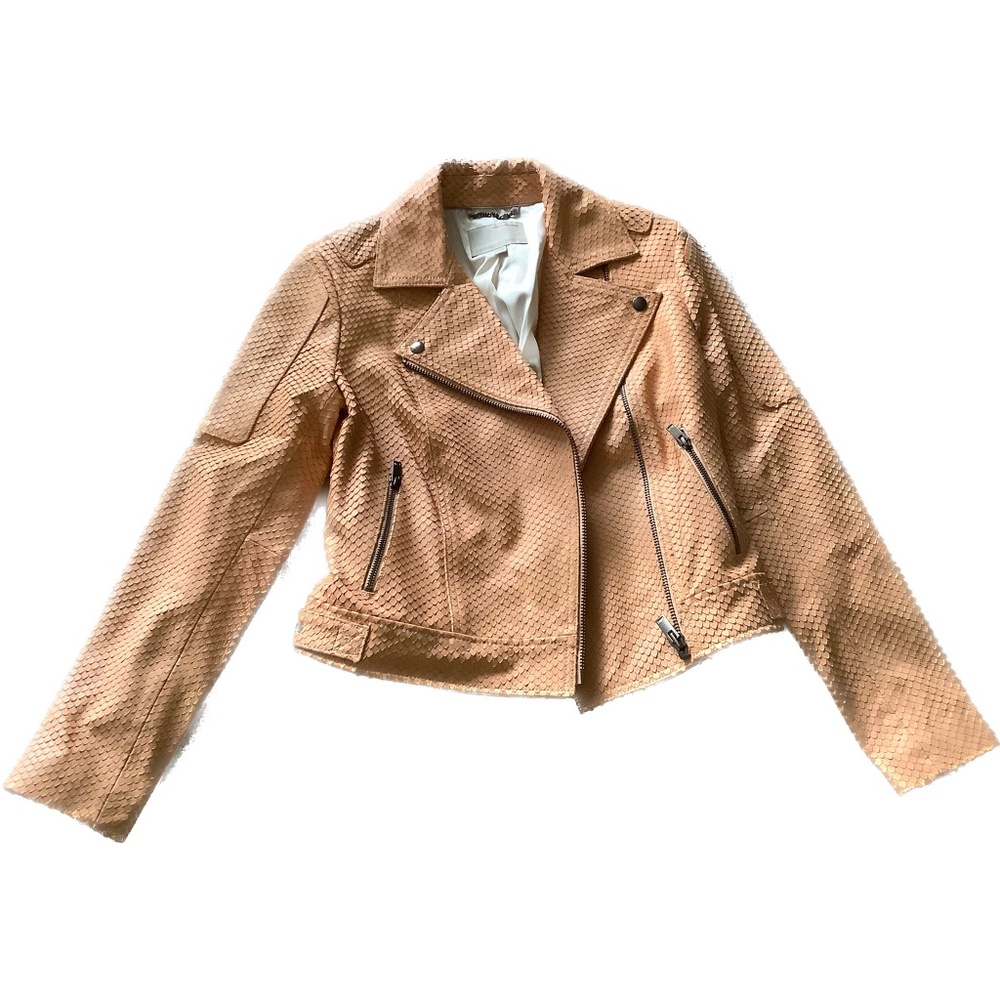 Banana Republic Heritage Blush Lamb Leather Scale Texture Moto Biker Jacket XS
